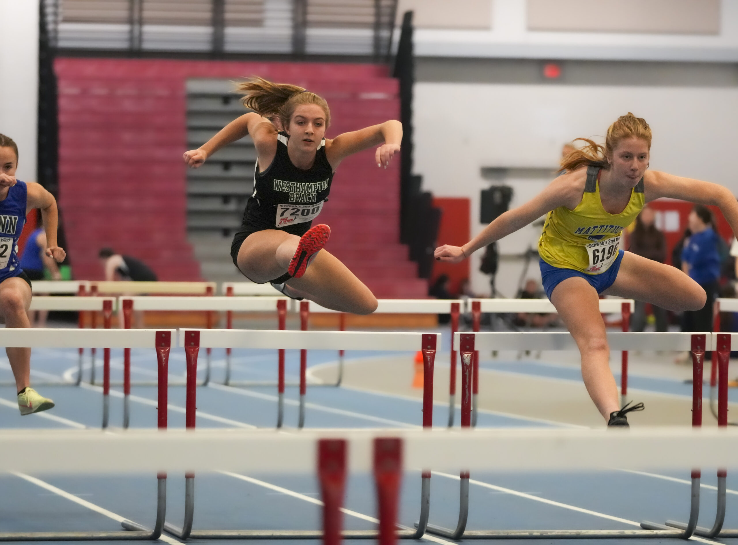 Madison Phillips of Westhampton Beach in the 55-meter hurdles on Sunday.
RON ESPOSITO