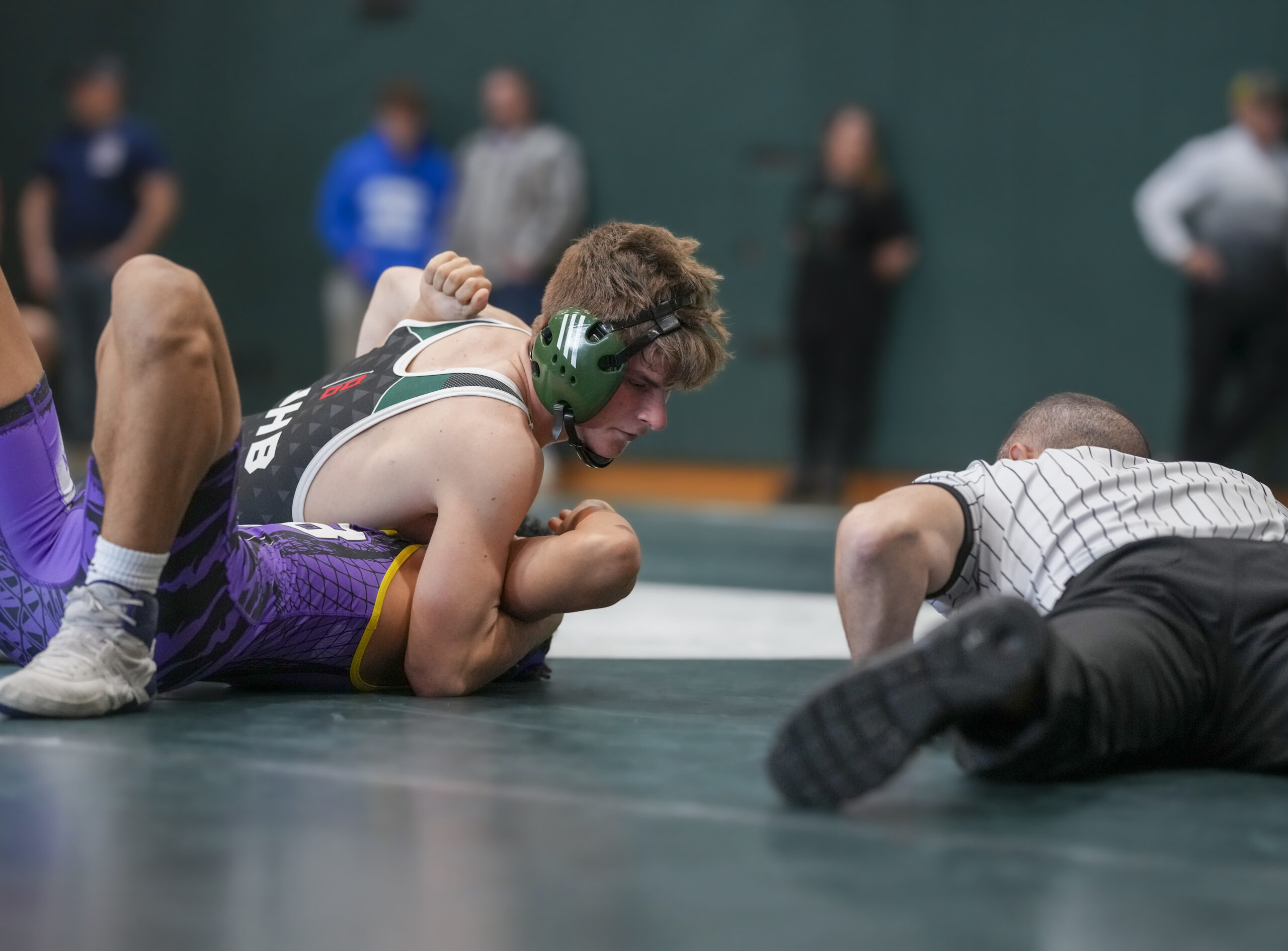 Westhampton Beach junior Bobby Stabile has his opponent on his back.  RON ESPOSITO