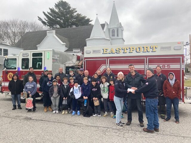 Recently the Eastport Fire Department made donations of $1,500 each to the local food pantries at the Christ Lutheran Church, the Eastport Bible Church, and the Immaculate Conception Catholic Church. A $1,500 donation was also made to Keith Caputo's 