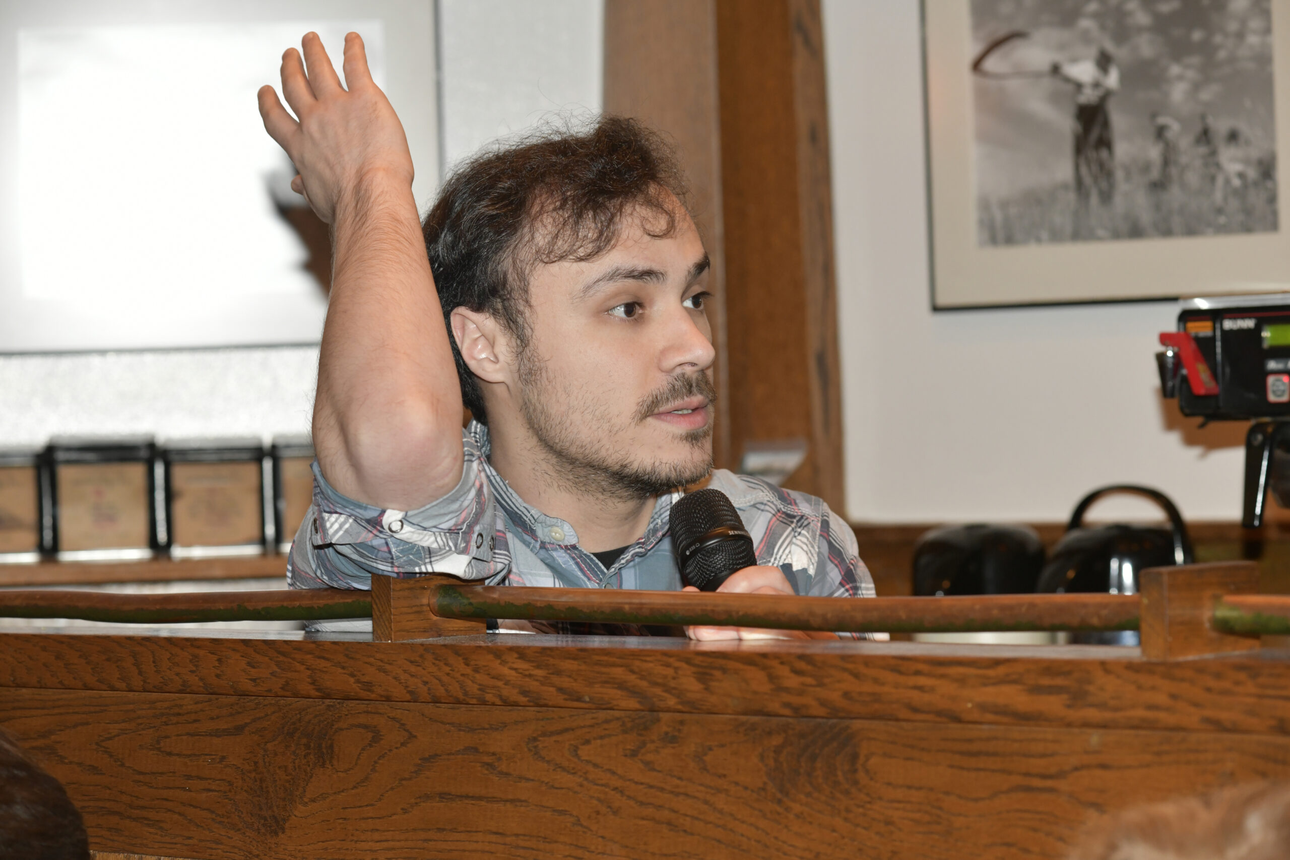 Christopher Lopez asks a question at the Express Session in East Hampton on January 9.  DANA SHAW