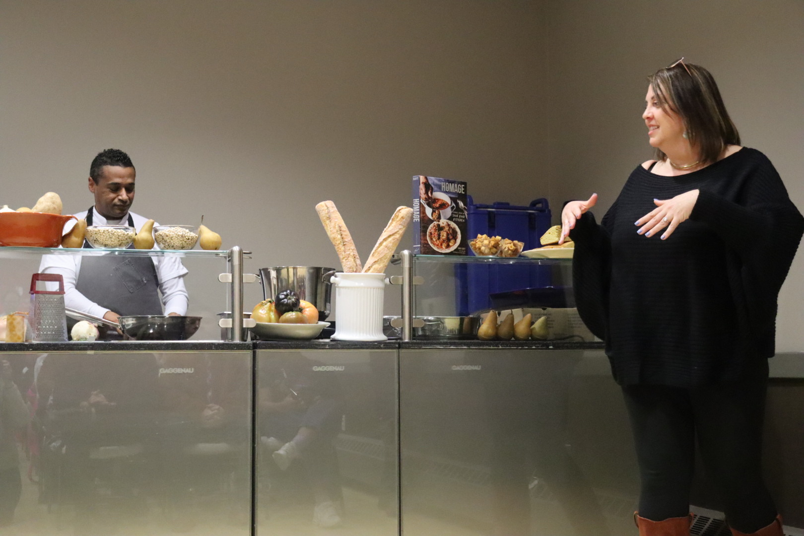 The East End Food Institute, in conjunction with the Stony Brook Residency Program in Social Medicine, hosted a hybrid cooking demonstration at the institute's headquarters at Stony Brook Southampton on February 1, title 