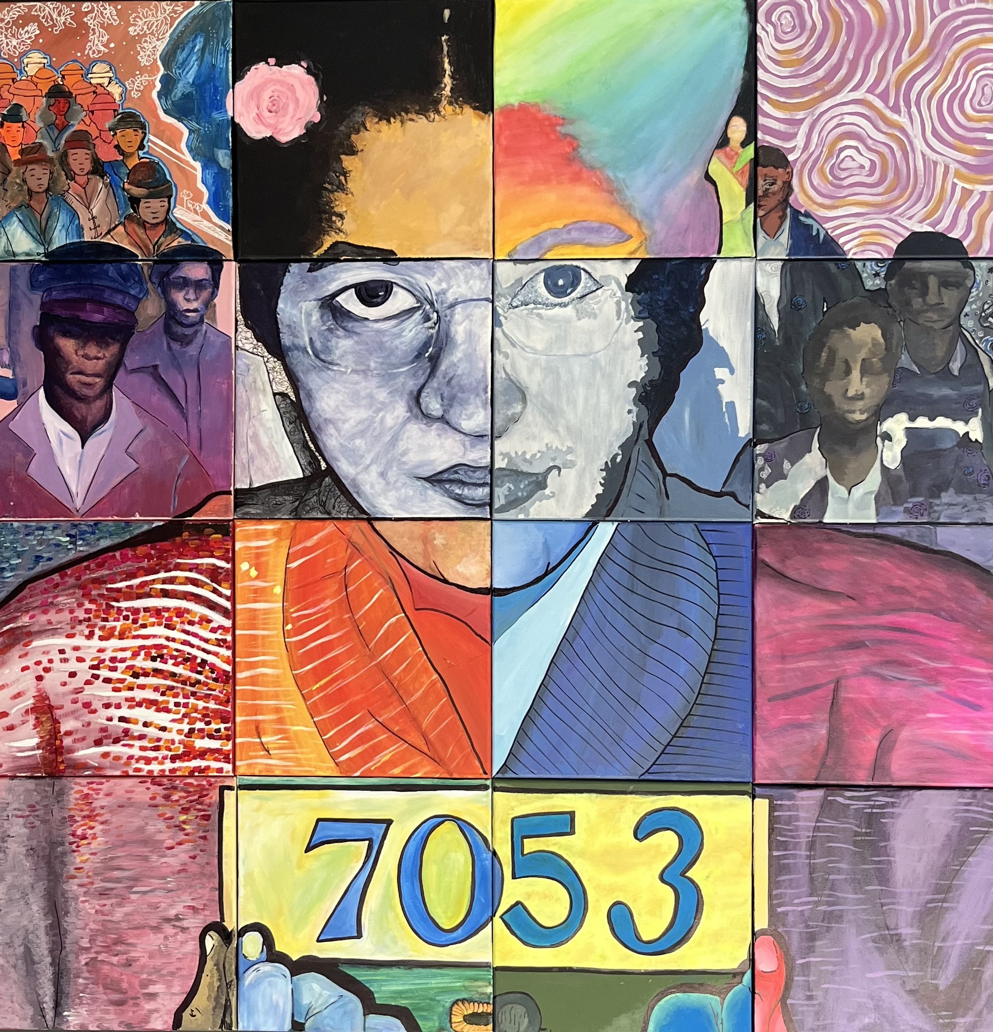 1: East Hampton High School's mosaic mural of Rosa Parks.
