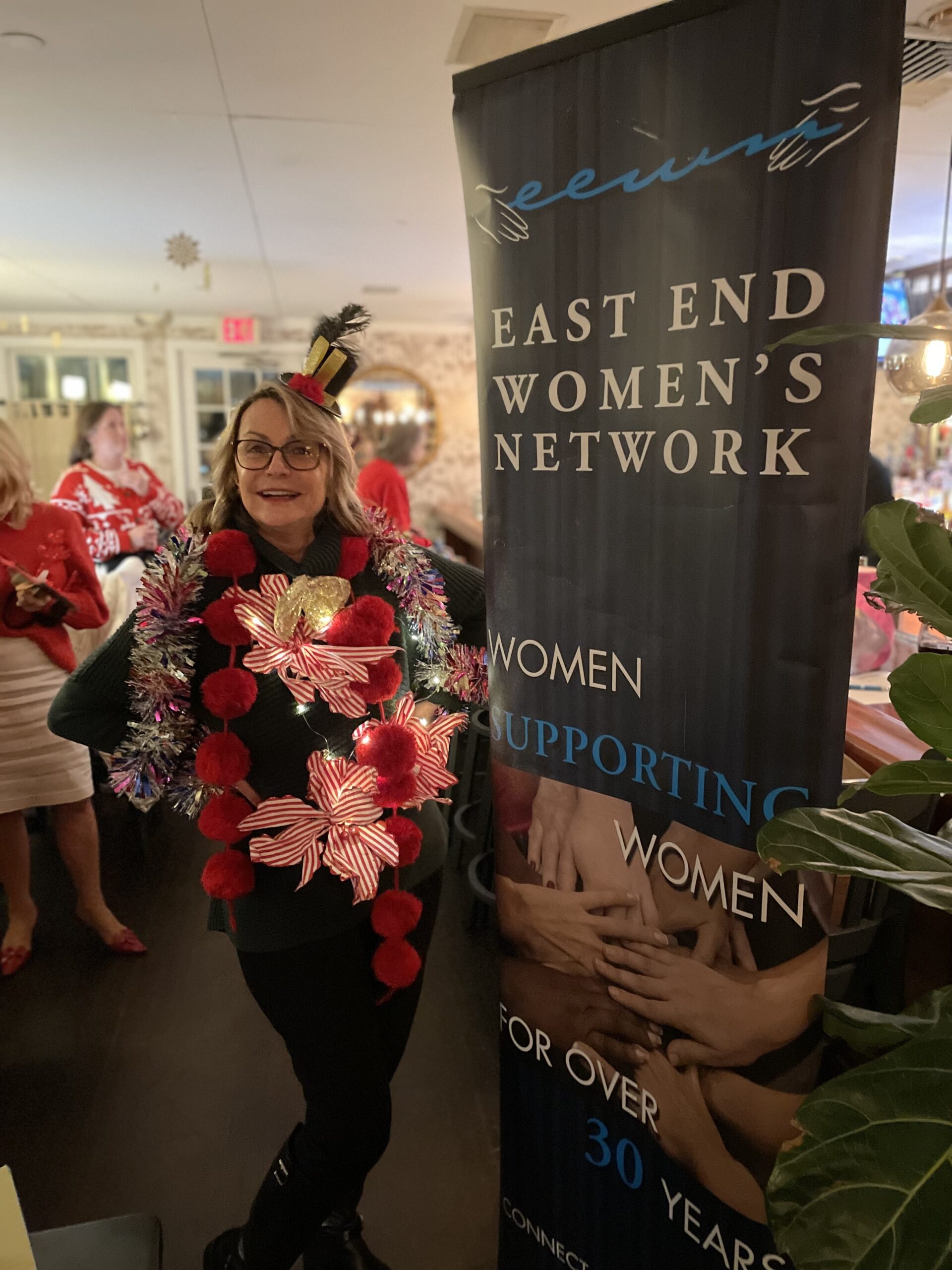 Scenes from the East End Women's Network's ugly sweater party last year. COURTESY KATHERINE PIERRO