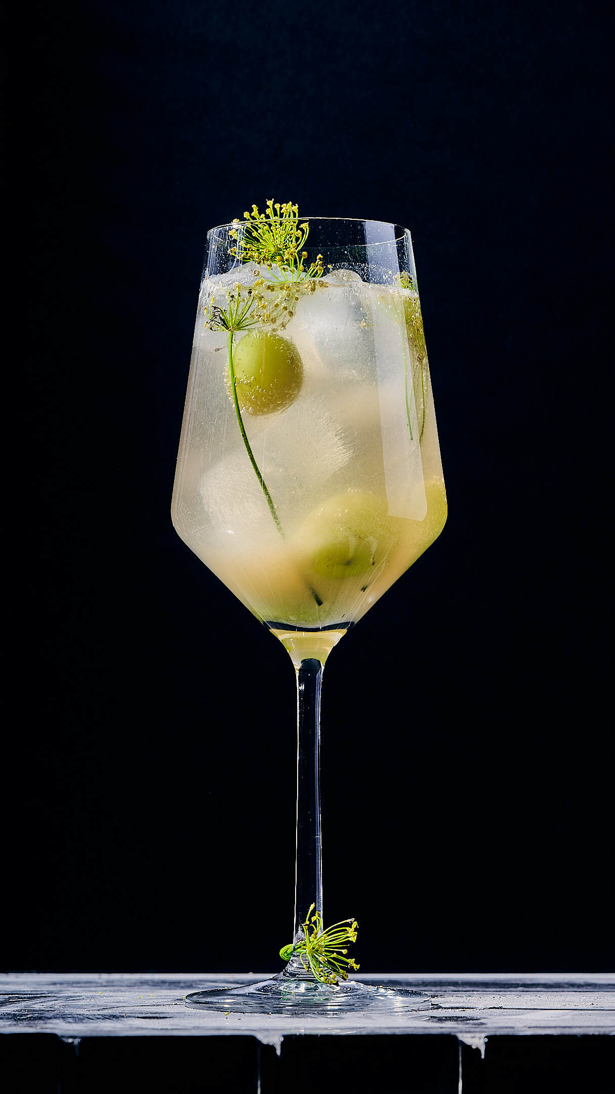 Origen Vodka with junmai sake, green grapes and elderflower tonic created by Yael Stormborn. SPENCER STARNES