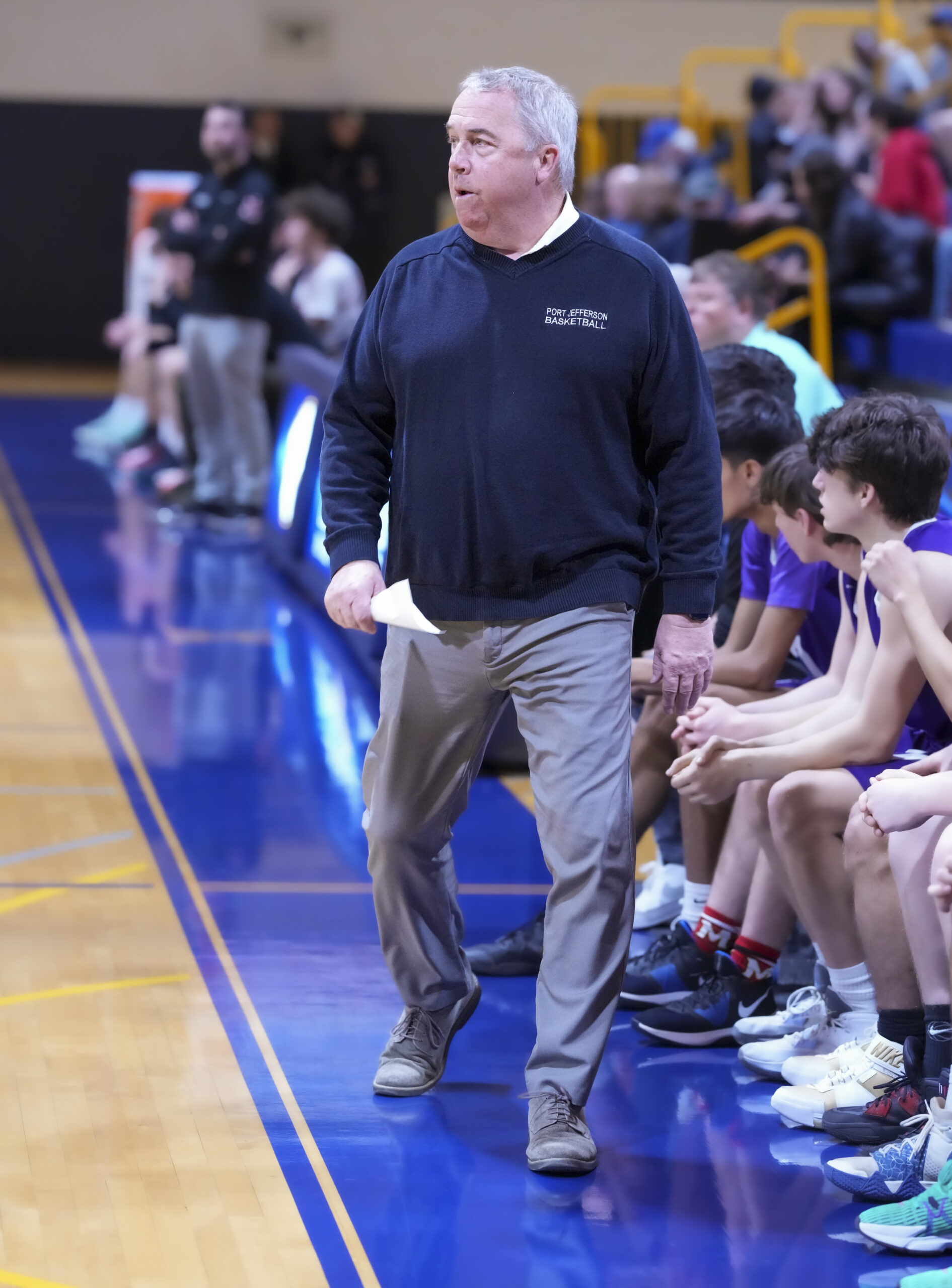 Former Hampton Bays coach Pete Meehan led Port Jefferson to the county championship this season as its head coach.    RON ESPOSITO