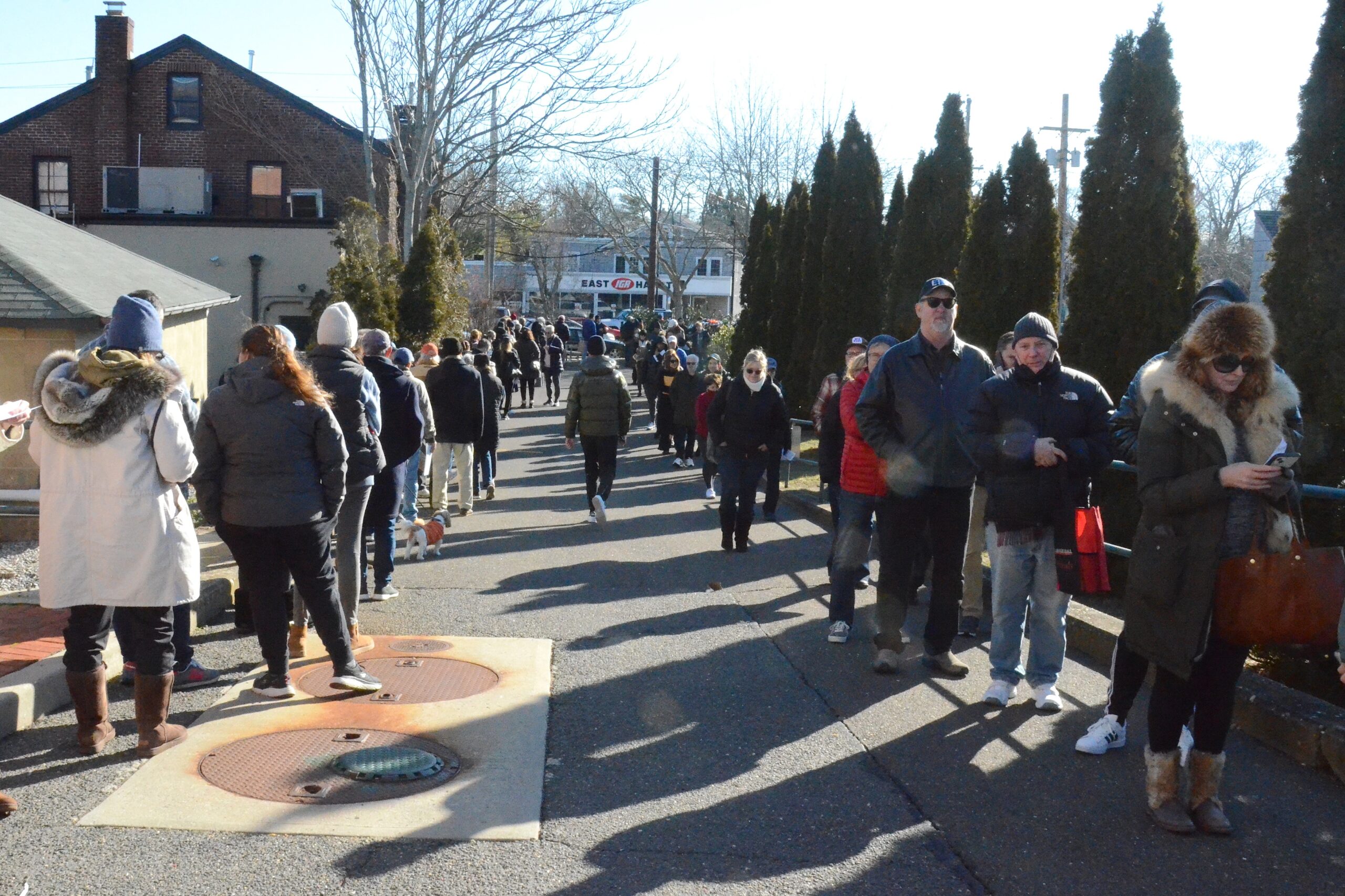 More than 1,000 local residents lined up at the East Hampton Village Emergency Services Building on Friday morning to buy a non-resident beach parking permits for the village's beaches. 
Kyril Bromley