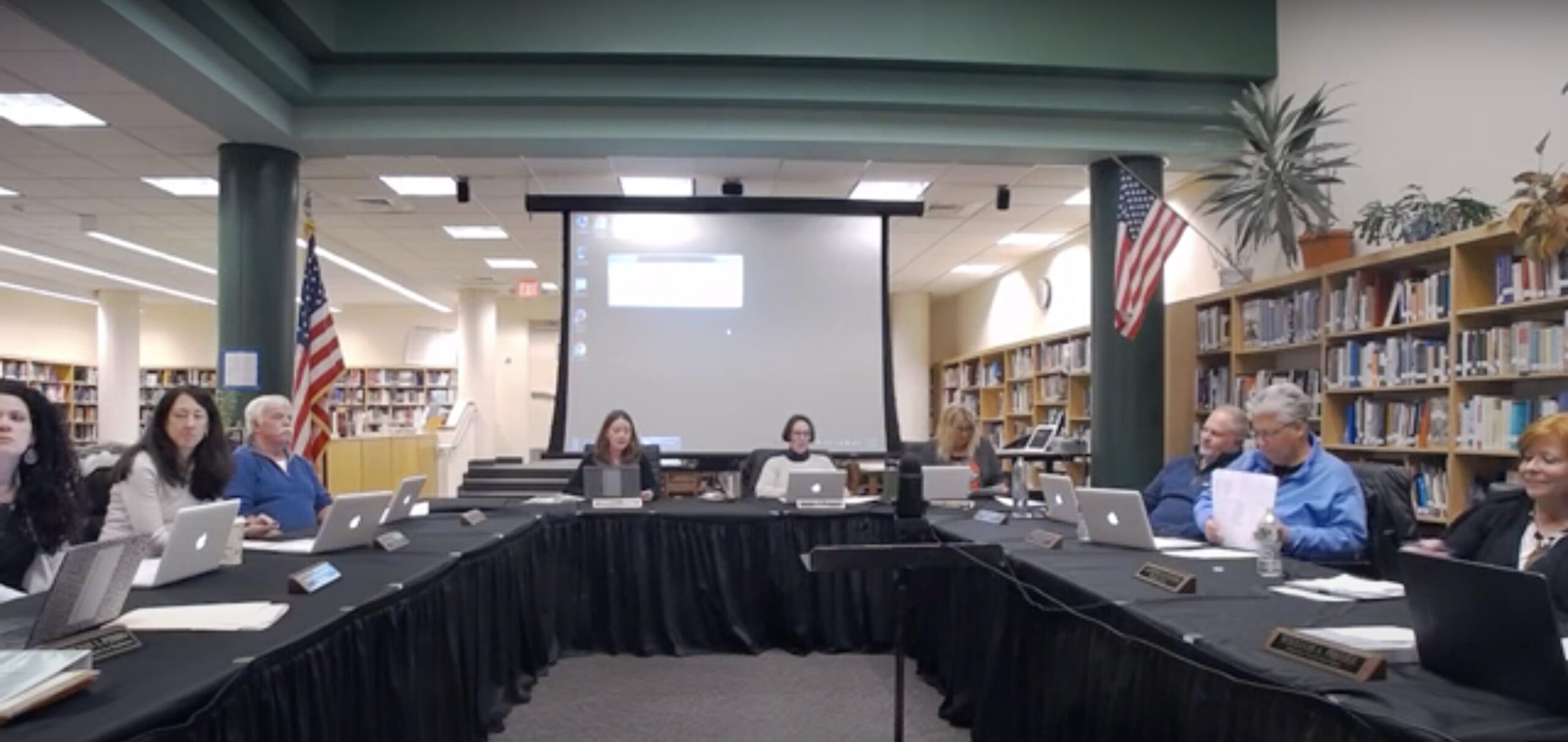Westhampton Beach's board of education listens to district principals present their projected 2023-24 school year budgets during the February 6 meeting.