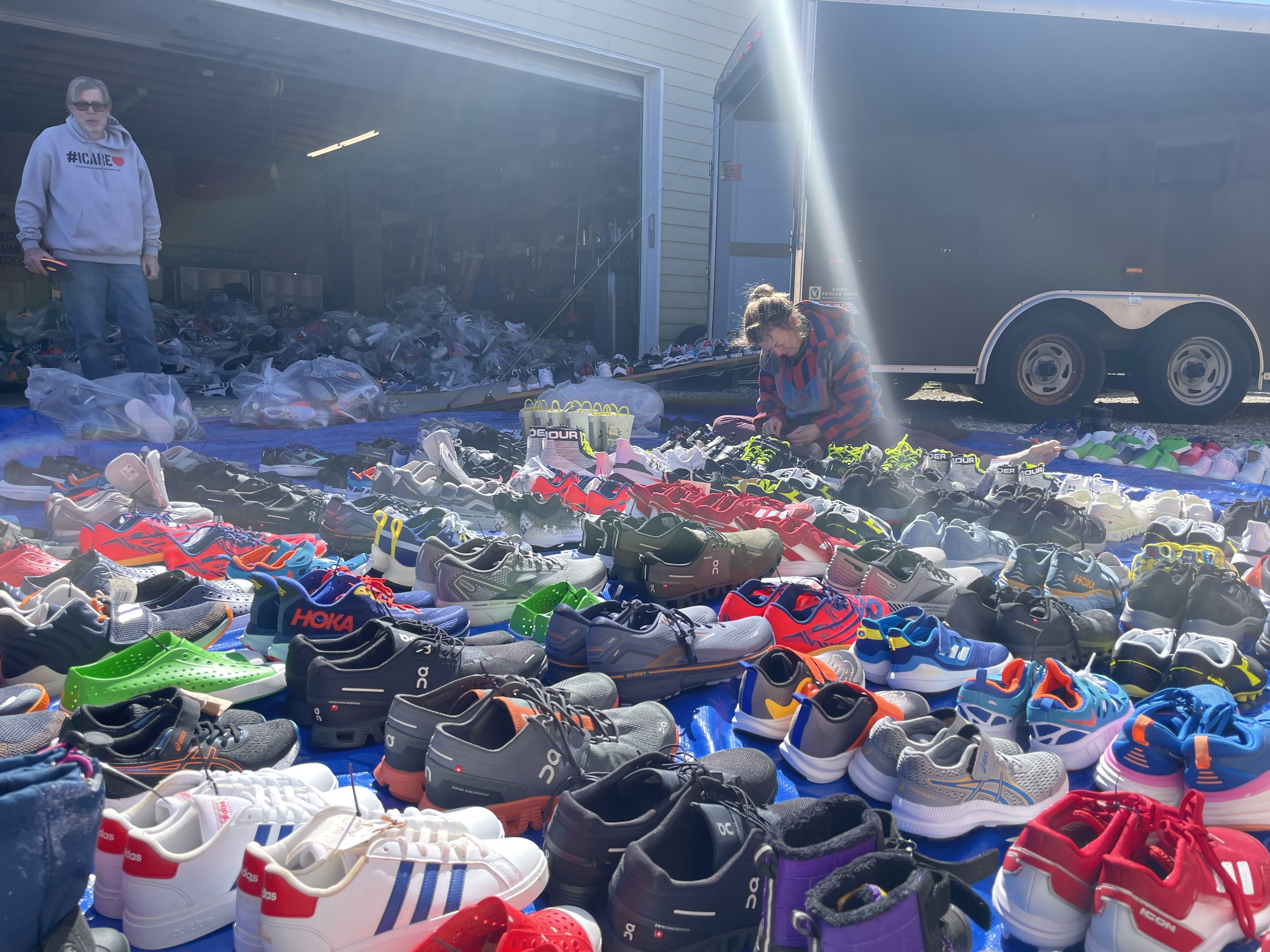 Frances Jones was among the first to help sort through the mountains of shoes to find matched pairs.
Michael Wright