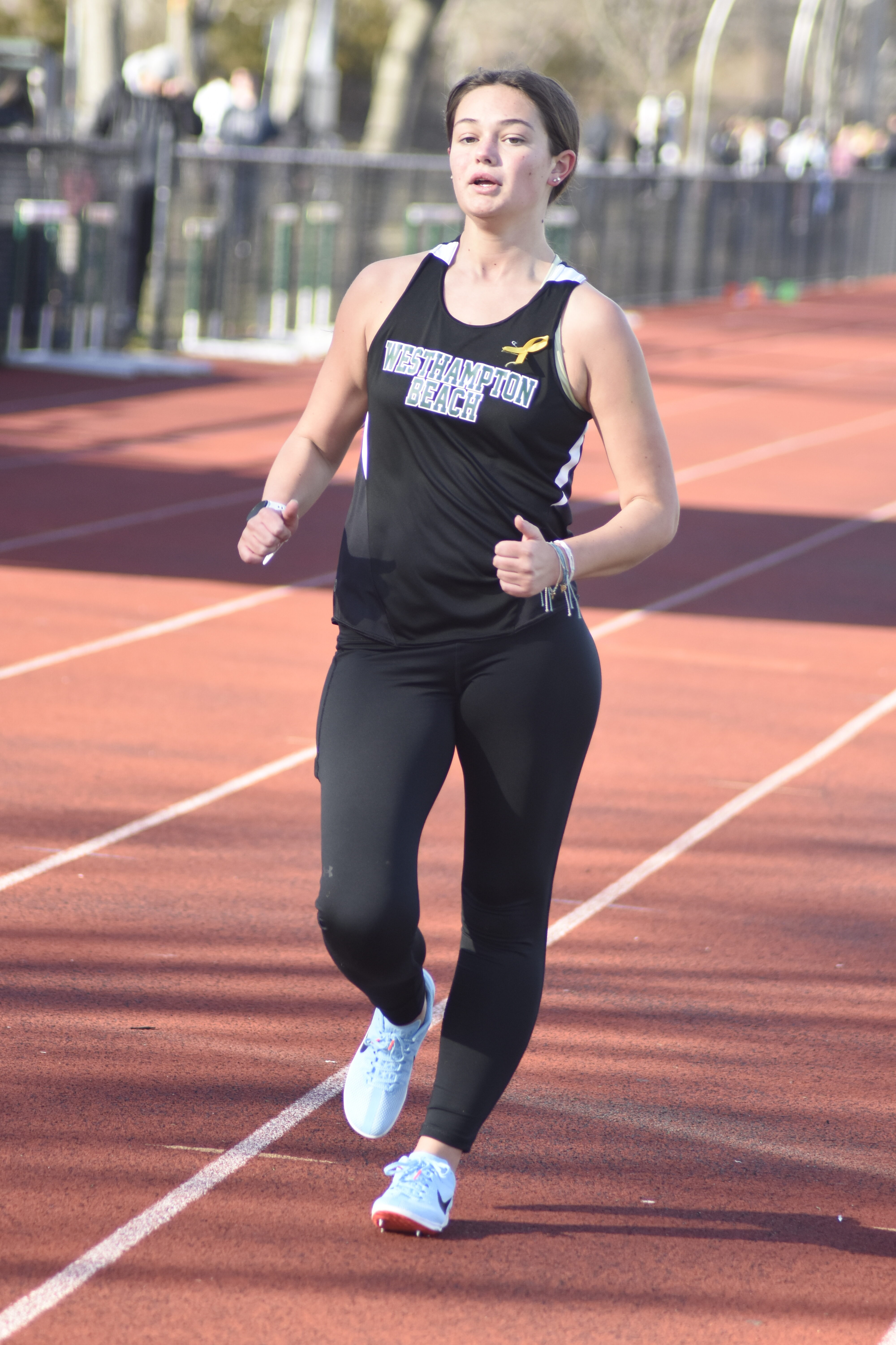 Sydney Beardslee will be a consistent point scorer for the Westhampton Beach girls in the 1,500-meter race walk this season.   DREW BUDD