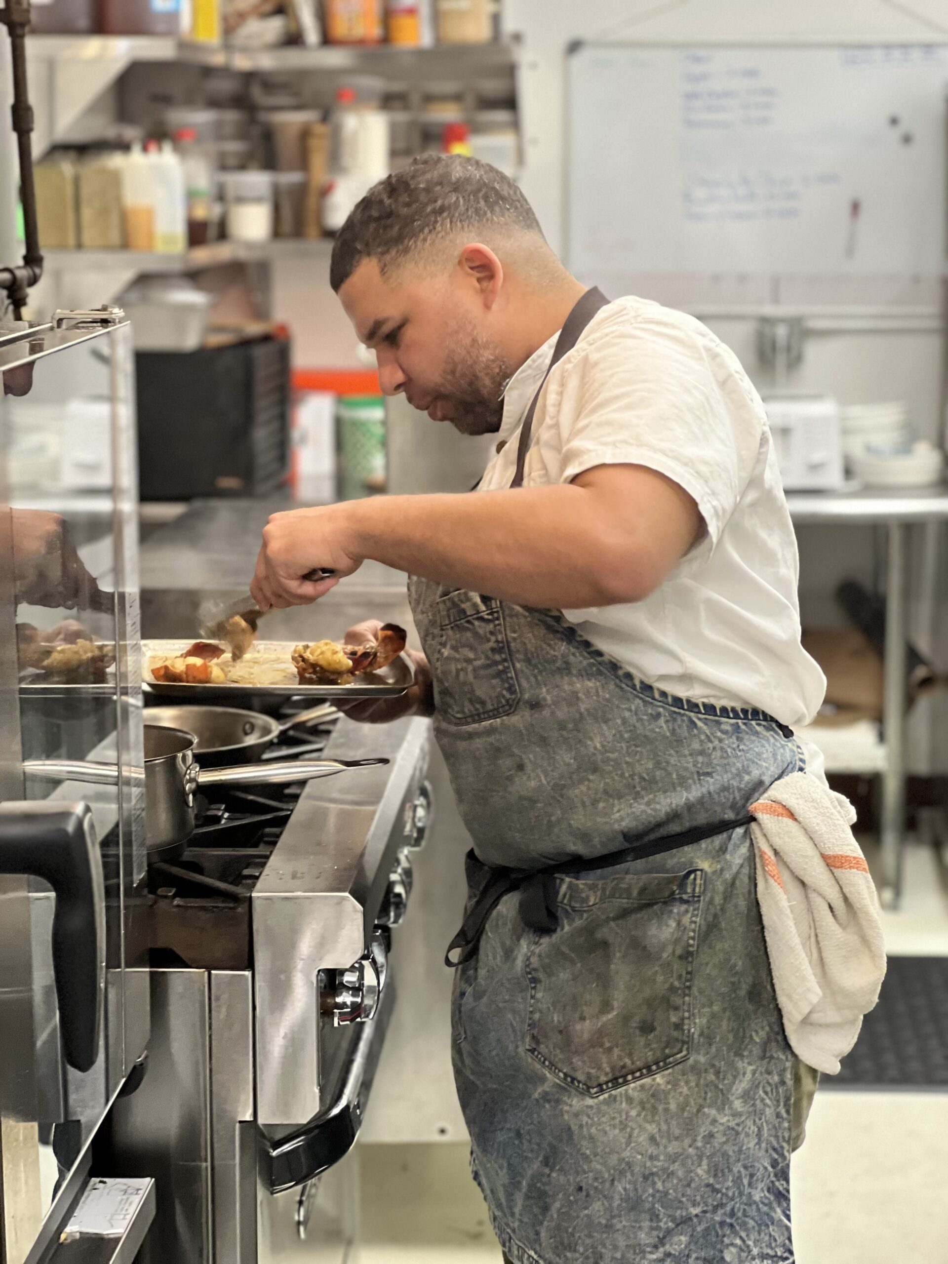 Chef Dominick Lee created upscale Creole cuisine on February 24 and 25 at Rosie's in Amagansett as part of The Roundtree’s winter culinary series. The New Orleans native will open his first New York restaurant, Alligator Pear, this spring. ELIZABETH VESPE
