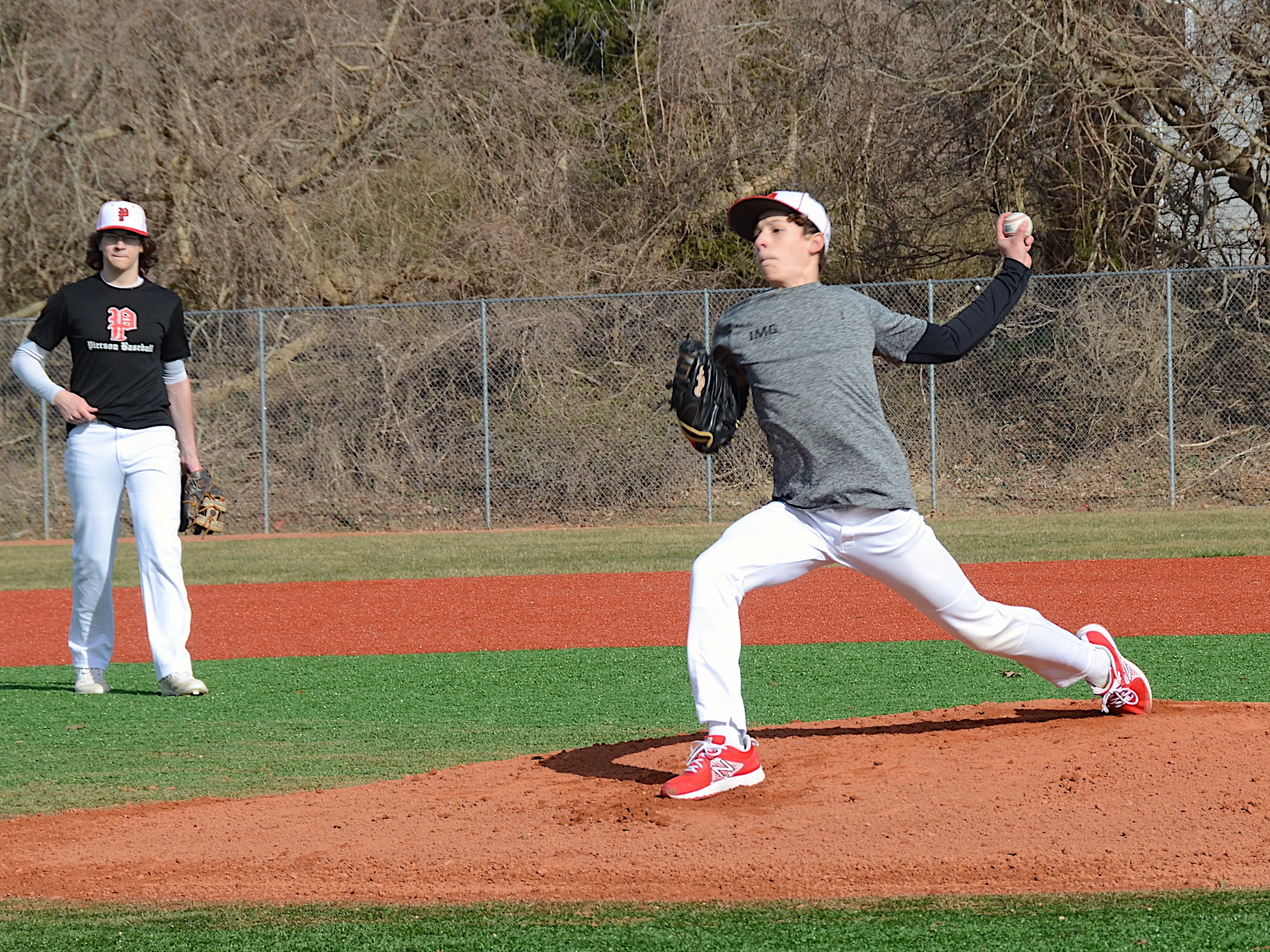 Andy Wayne started on the mound for the Whalers in their scrimmage at East Hampton on Friday.  KYRIL BROMLEY