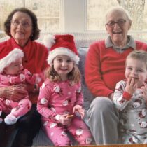 Raemary and John Duryea with three of their four great-grandchildren, from left, Georgia Weiss, Lillien Weiss and Louie Dickson. COURTESY LISA DURYEA THAYER