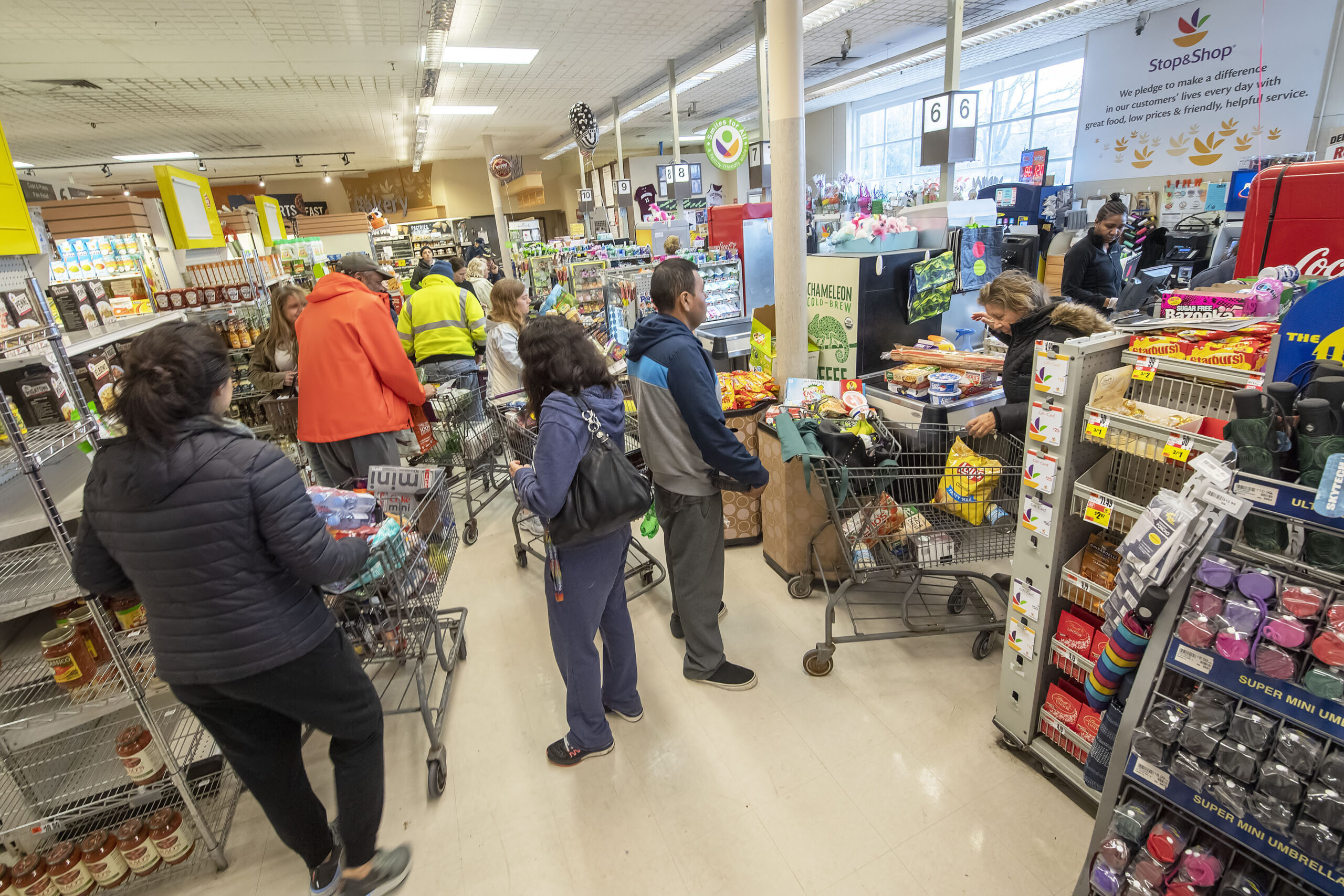 The scene in the East Hampton Stop & Shop supermarket on Friday afternoon on March 13, 2020. MICHAEL HELLER