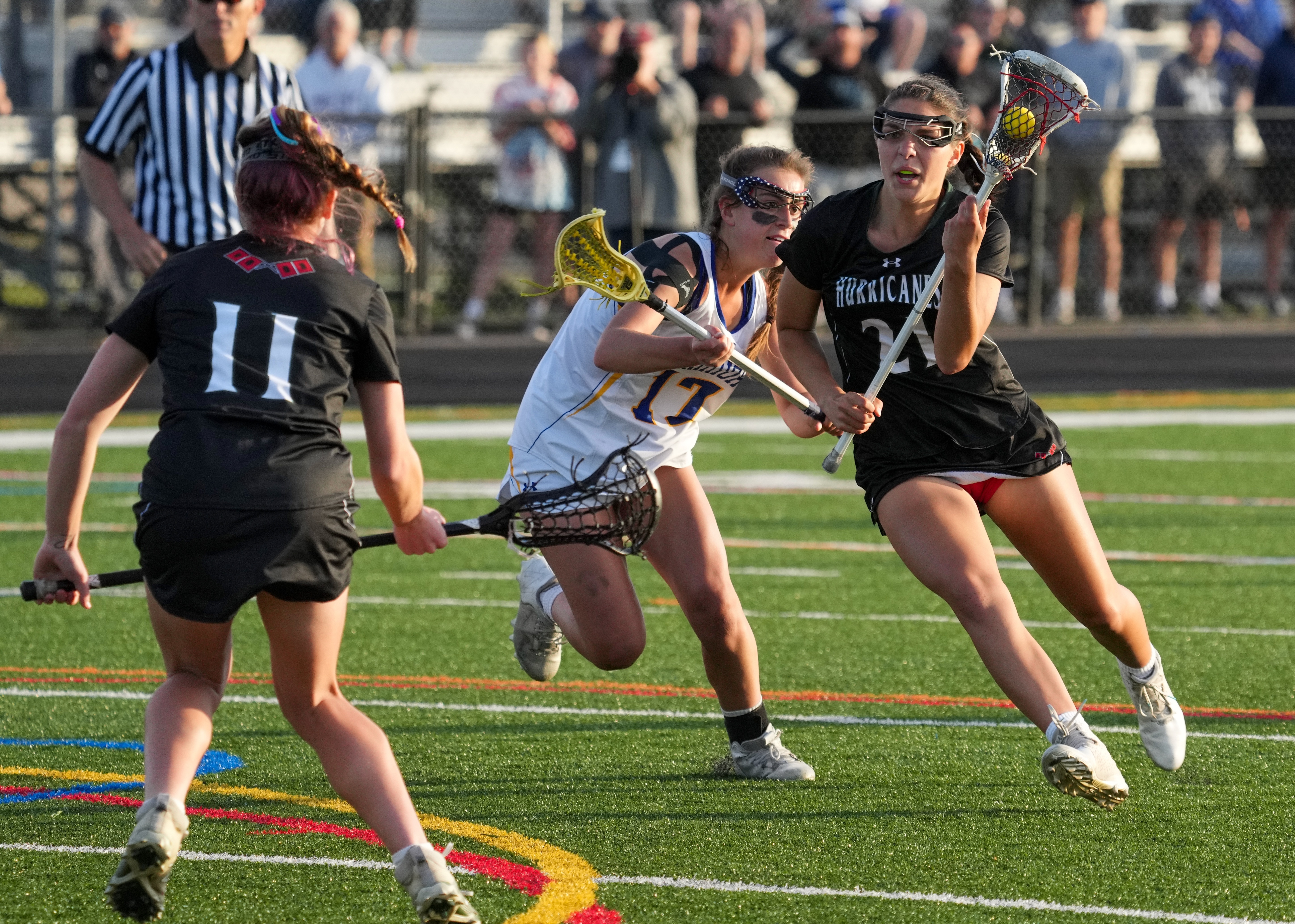 Senior co-captain Reilly Mahon, a midfielder and defender, carries the ball into Comsewogue's zone during her team's Suffolk County Class B championship win last season. RON ESPOSITO