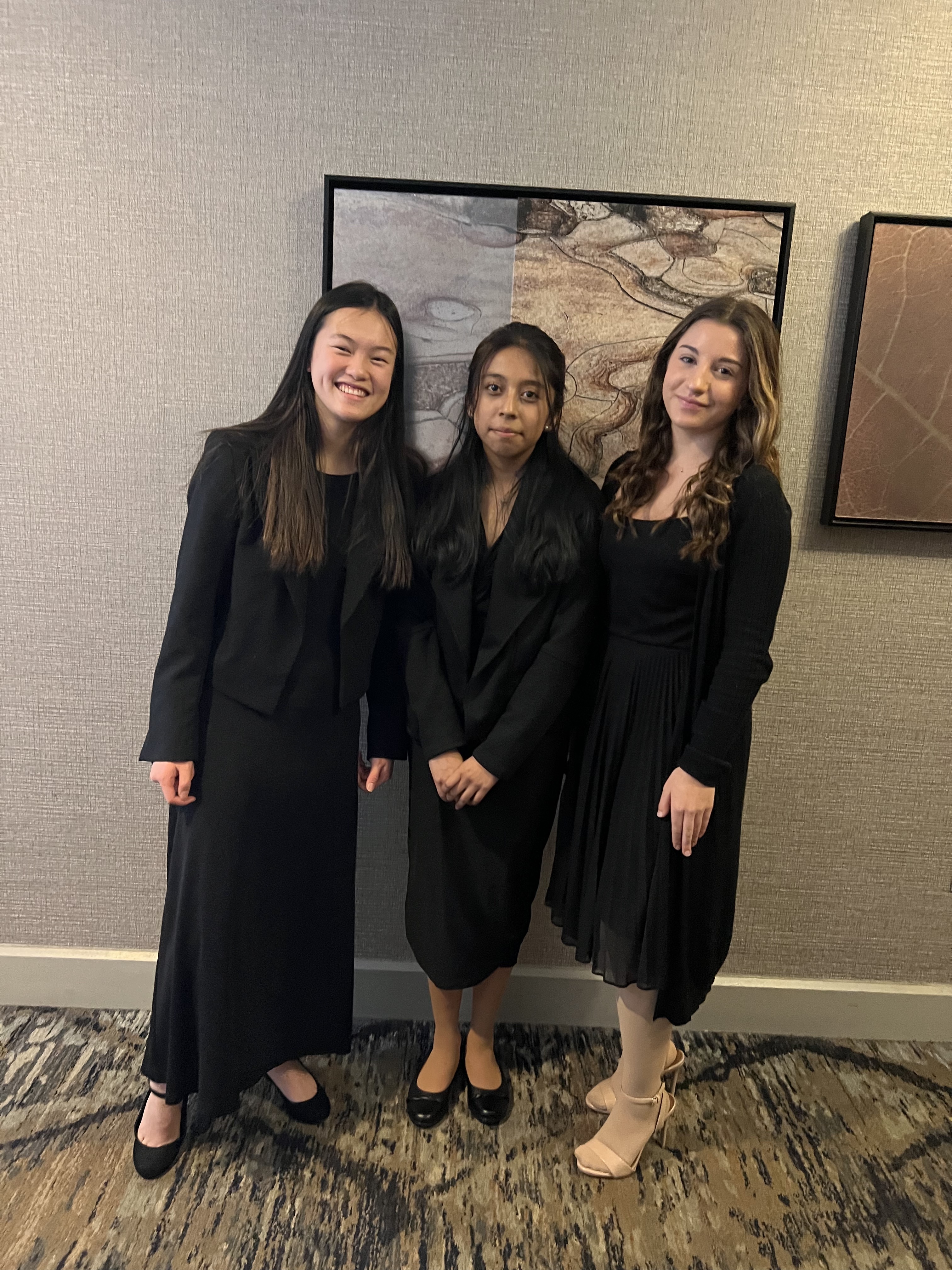 Westhampton Beach High School band students Angelina LeMaire, Yulianna Mendez-Yaxon and Lilah Caputo recently performed with the New York State Band Directors Association High School Honor Band. COURTESY WESTHAMPTON BEACH SCHOOL DISTRICT