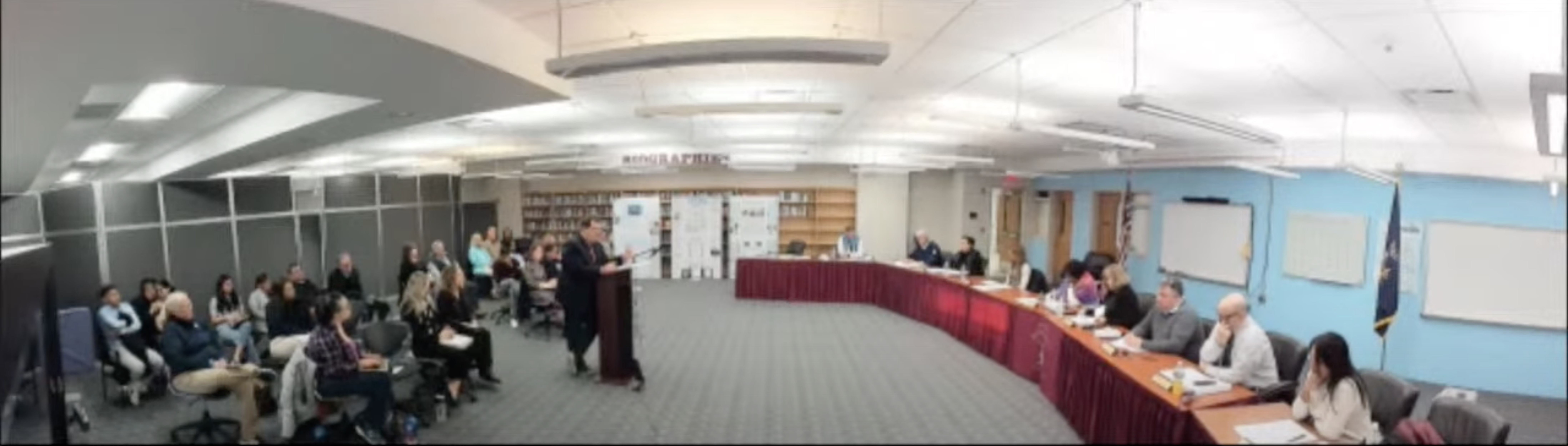 East Hampton Assistant Superintendent for Business Sam Schneider discusses the final presentations of the anticipated 2023-24 school year budget with the board of education during its March 21 meeting.