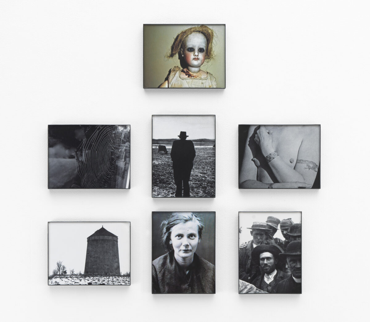 Michelle Stuart “Emaline Had Childhood Incidents,” 2019. Unique archival pigment print photographs, seven units, 11 ¼” x 8 ¾” x ⅜” each, 37” x 34 ½” overall. © MICHELLE STUART. COURTESY GALERIE LELONG & CO., NEW YORK