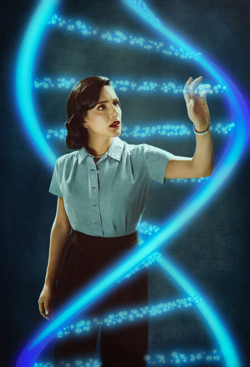 Samantha Massell as scientist Rosalind Franklin in 