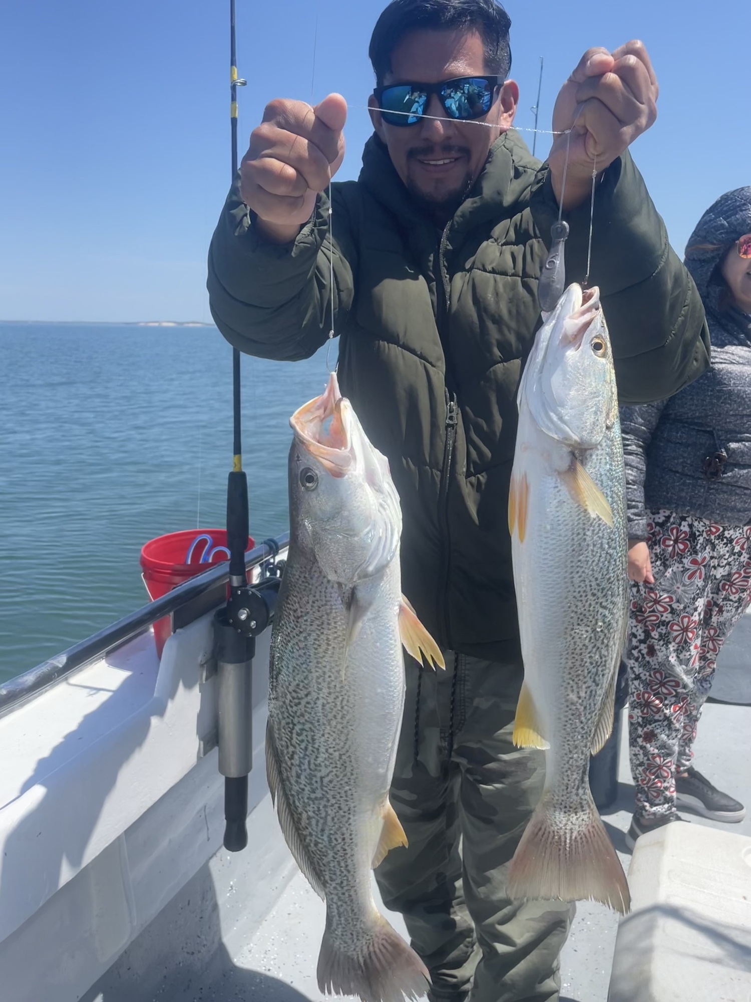 The weakfish bite has been fast and furious in the Peconics recently with anglers aboard the Shinnecock Star like Danny Condor, pictured, even catching double-headers at times.