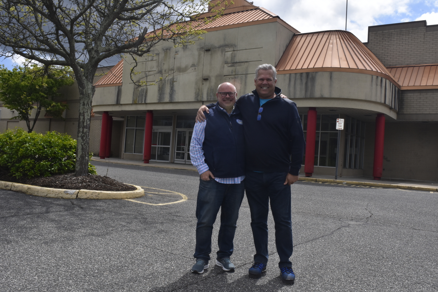 Peter Bachmore, left, and Scott Green have partnered up to bring about Peconic Pickleball in Riverhead slated to open sometime later this year.   DREW BUDD