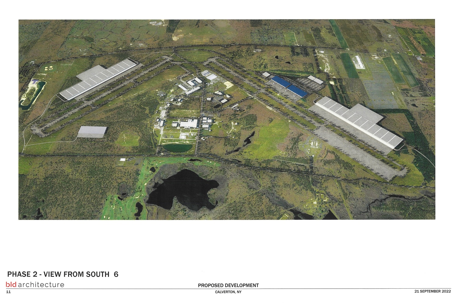 An aerial view of the development site.