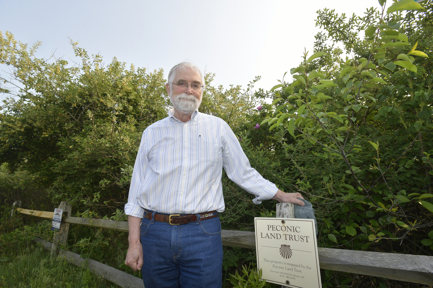 John v.H. Halsey at the Phillips Pond Preserve on Monday. Phillips Pond  was the first property donated to the Peconic Land Trust in 1984.   DANA SHAW