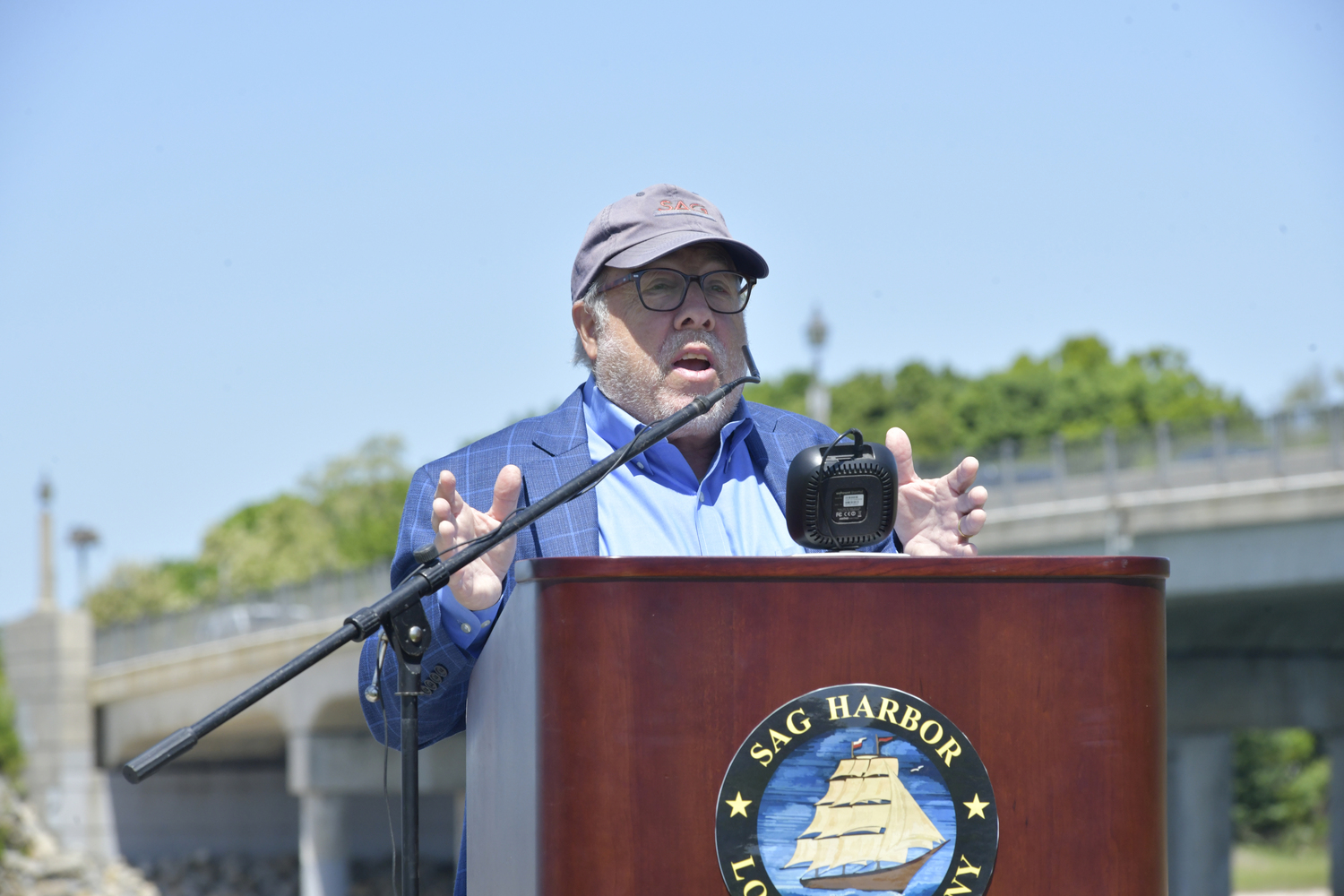 Landscape Architect Edmund Hollander, who designed John Steinbeck Waterfront Park, gives the keynote address at the opening of the park on Thursday, May 25.  DANA SHAW