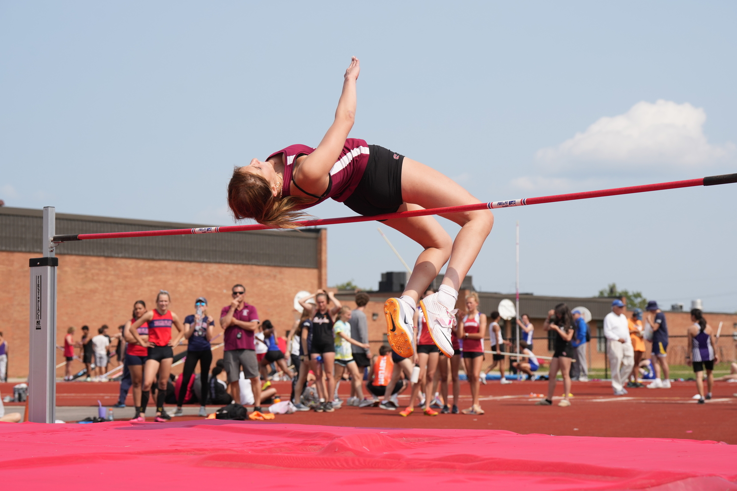 Southampton junior Livia Lombardi cleared the super standard of 5 feet 3 inches paving her way to the New York State Track and Field Championships.   RON ESPOSITO