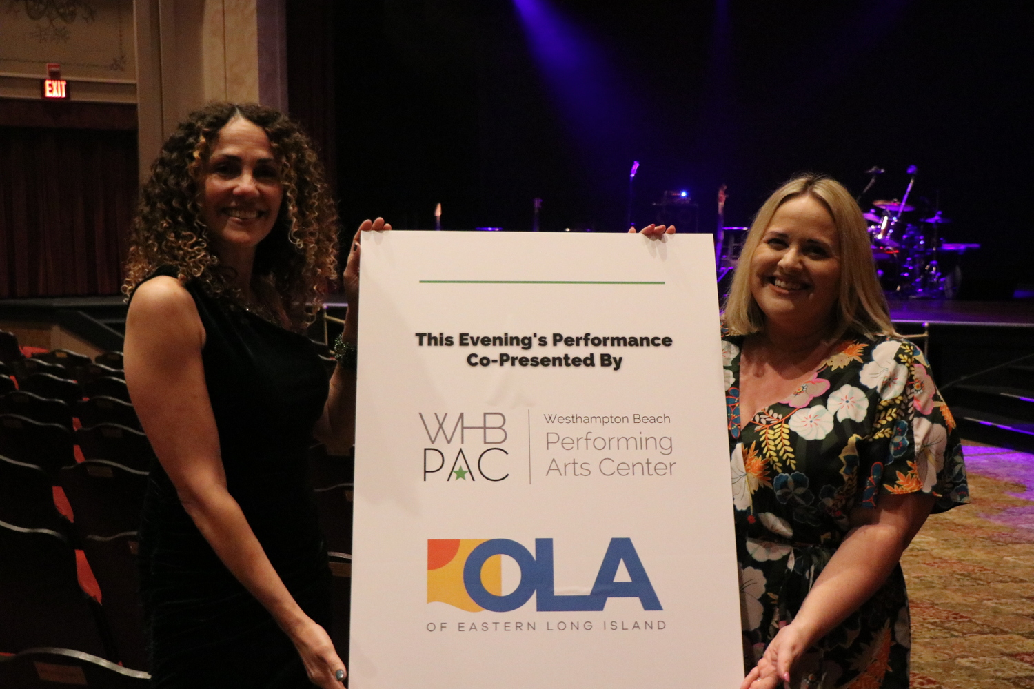 Minerva Perez, executive director of OLA, and Julienne Penza-Boone, WHBPAC's executive director, during a performance by Venezuelan singer Nella in March 2023. COURTESY WHBPAC