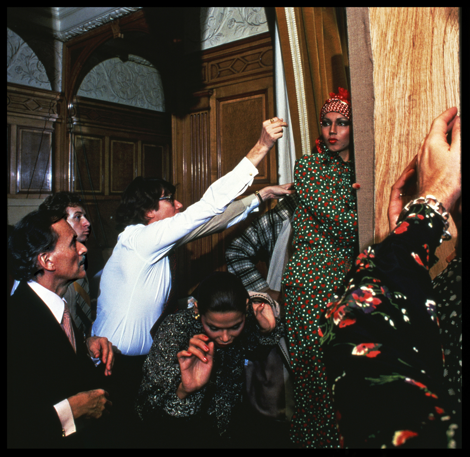 Harry Benson photograph of Yves St. Laurent working in Paris, 1973.  COURTESY SOUTHAMPTON ARTS CENTER